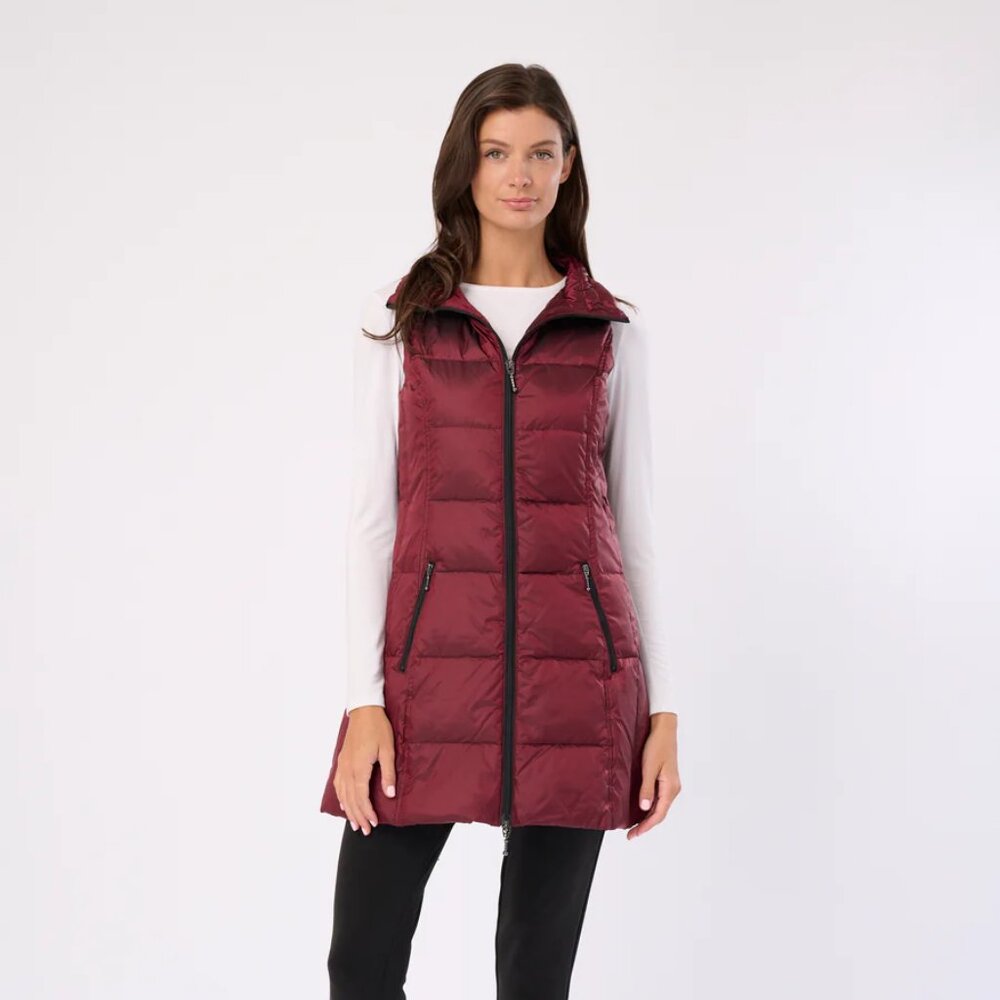 ANORAK - Long Metallic Nylon Down Vest, Size Small